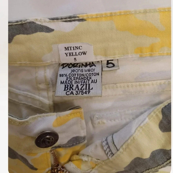 Dorinha Yellow Camo Skinny Flare Jeans Size 5 - Picture 4 of 7